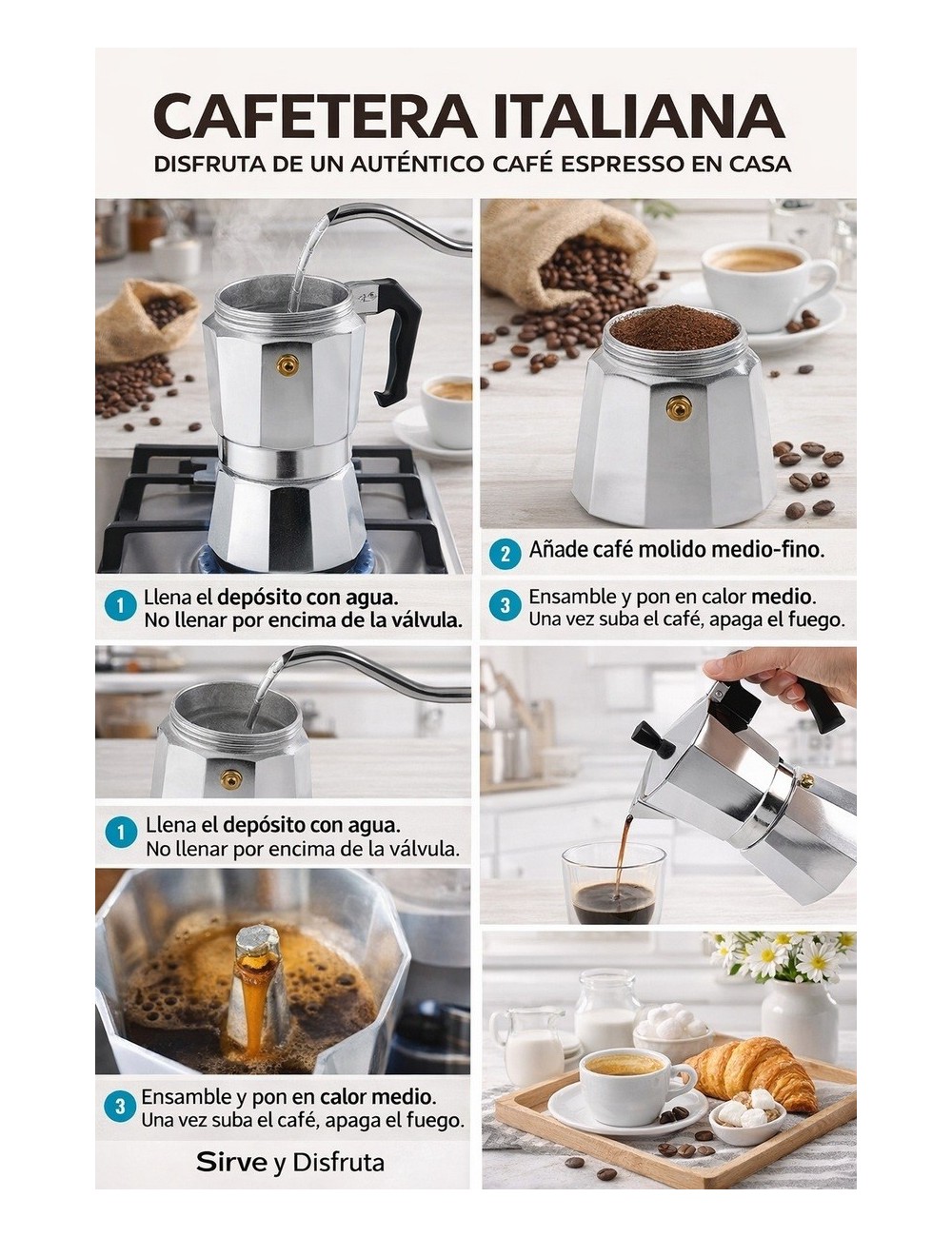 Cafetera Moka Manual Premium 3 Tazas 150 Ml Plateado 0