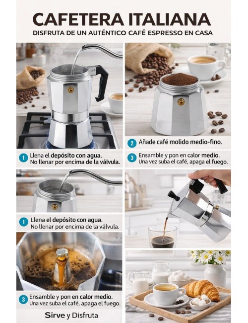 Cafetera Moka Manual Premium 3 Tazas 150 Ml Plateado 0