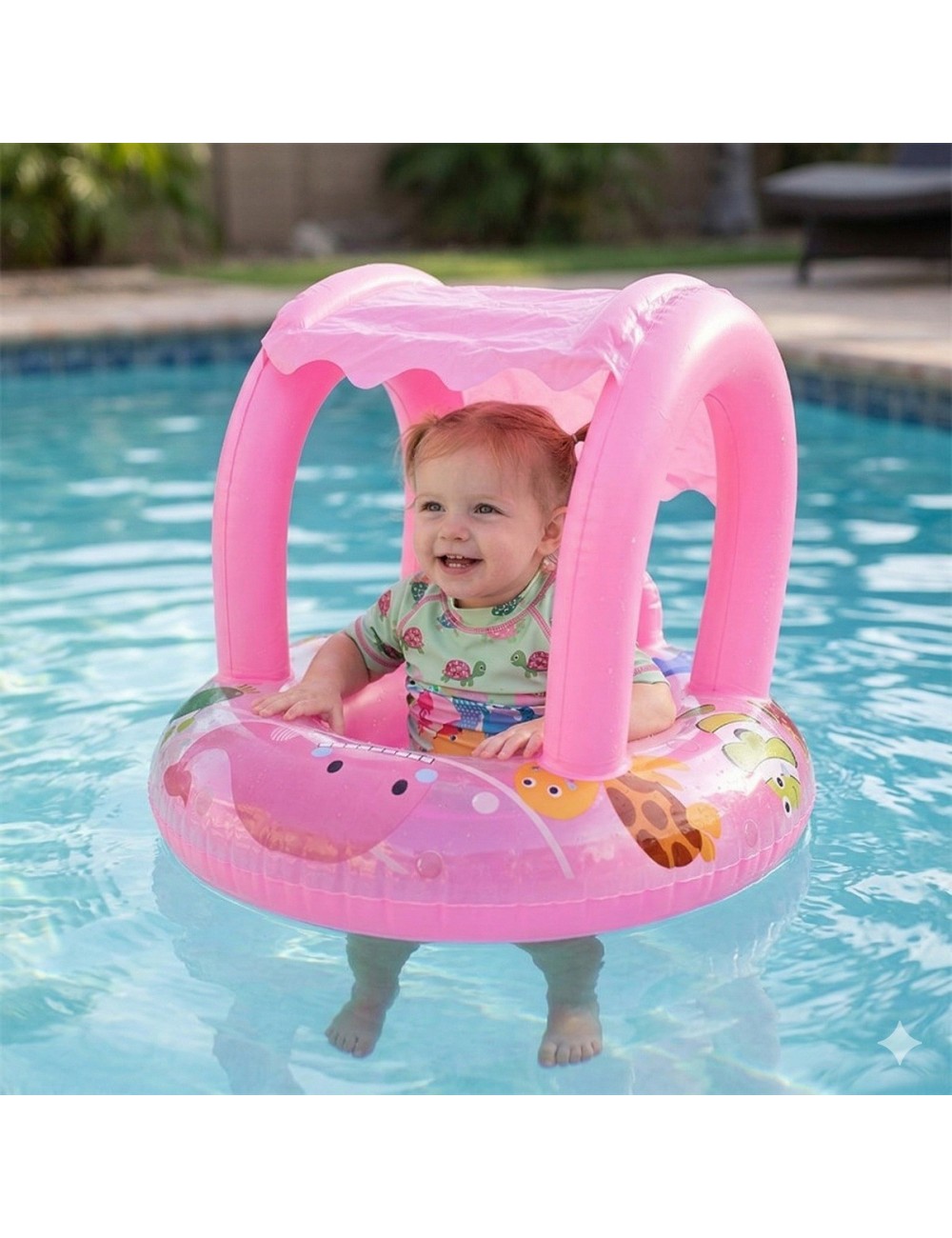 Flotador Inflable Bebé Con Techo Protector Para Piscina