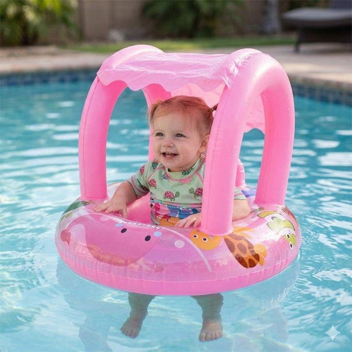 Flotador Inflable Bebé Con Techo Protector Para Piscina