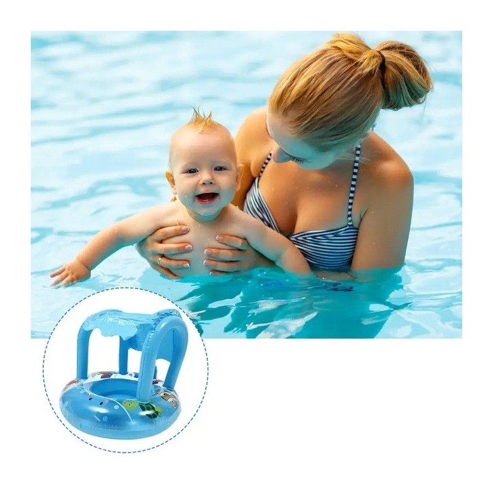 Flotador Inflable Bebé Con Techo Protector Para Piscina