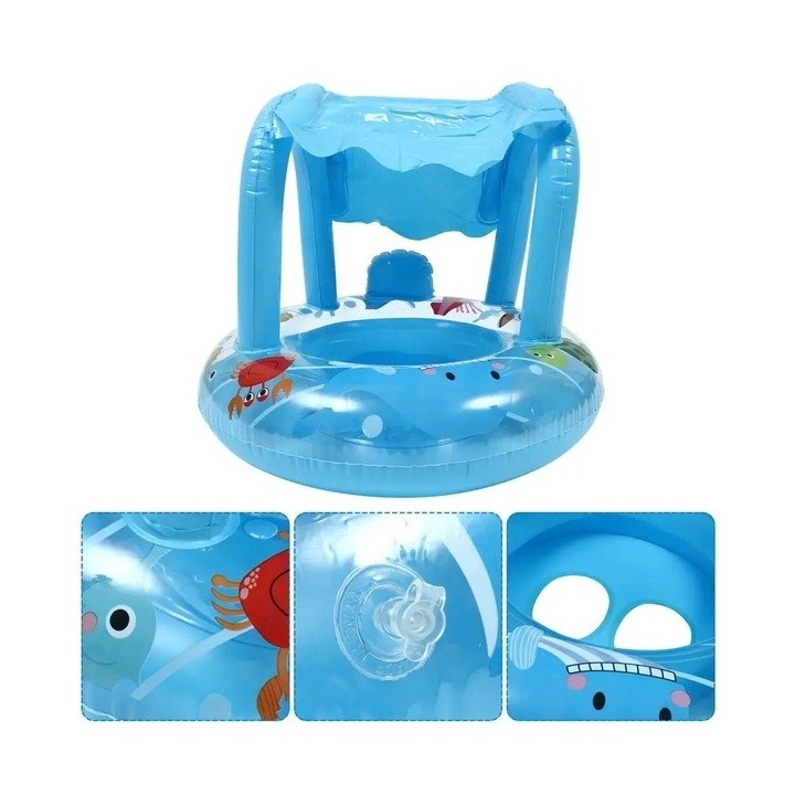 Flotador Inflable Bebé Con Techo Protector Para Piscina