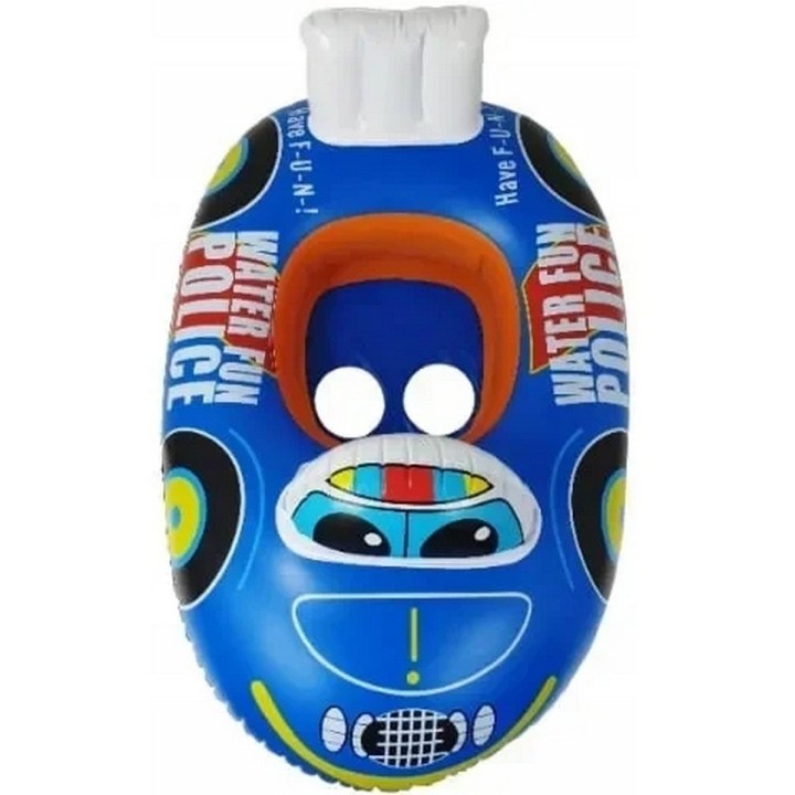Flotador Inflable Carro Policia Bebé Volante Asiento Piscina Multicolor