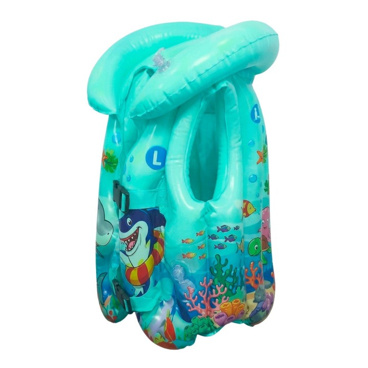 Chaleco Inflable Flotador Tiburon Unisex Pisicina Multicolor