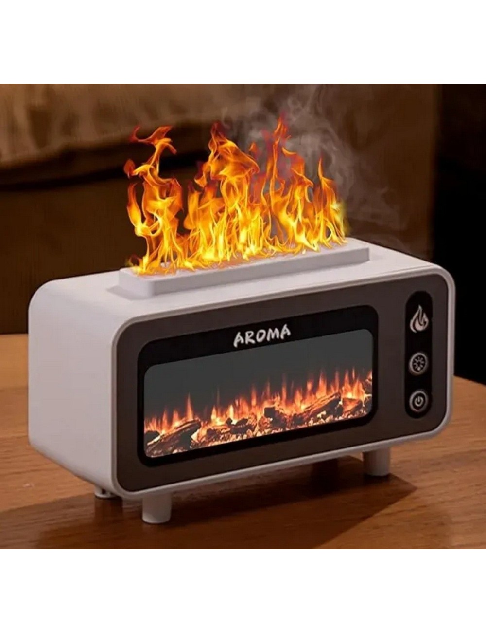 Difusor De Aroma Chimenea Retro Led Humidificador Elegante Blanco 5v