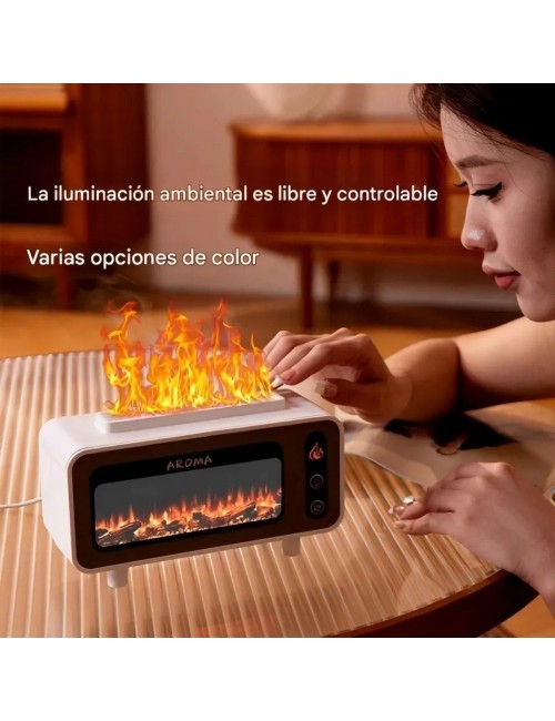 Difusor De Aroma Chimenea Retro Led Humidificador Elegante Blanco 5v