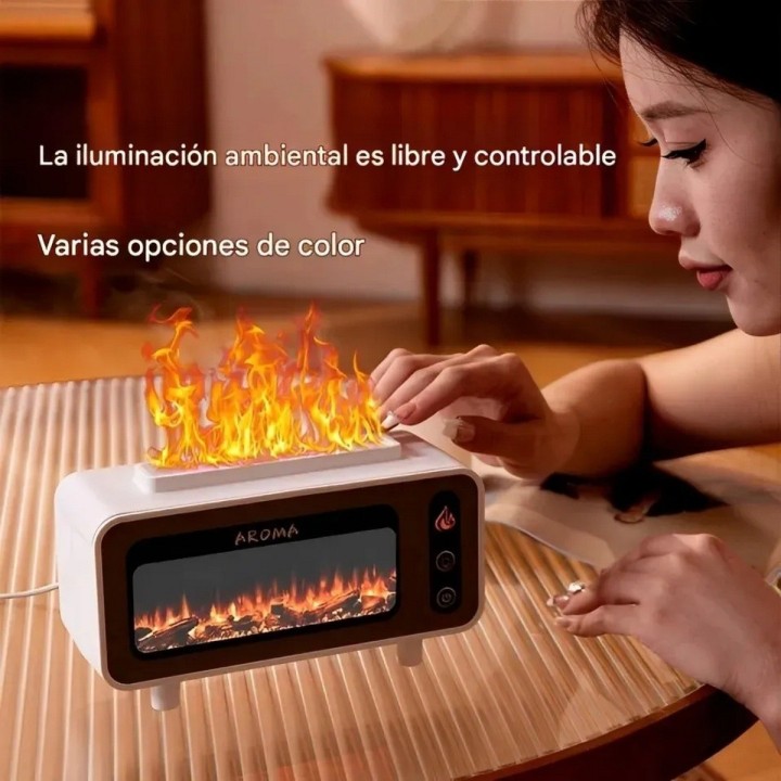 Difusor De Aroma Chimenea Retro Led Humidificador Elegante Blanco 5v