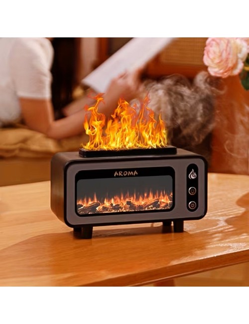 Difusor De Aroma Chimenea Retro Led Humidificador Elegante Blanco 5v