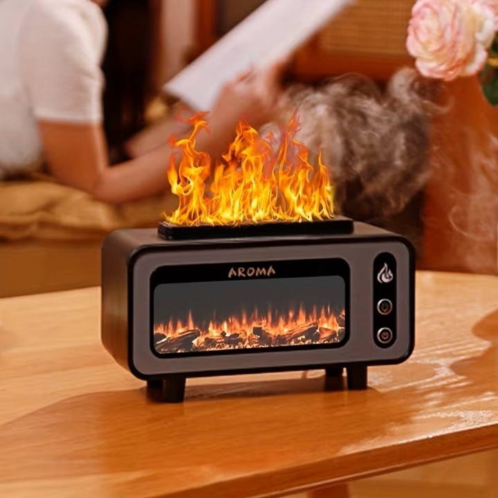 Difusor De Aroma Chimenea Retro Led Humidificador Elegante Blanco 5v