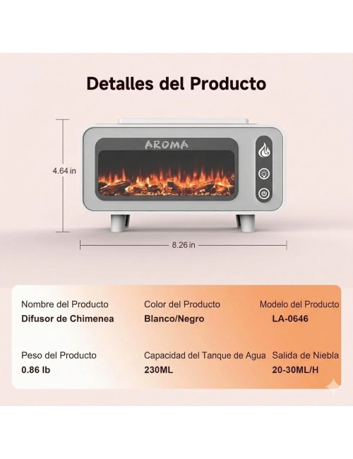 Difusor De Aroma Chimenea Retro Led Humidificador Elegante Blanco 5v