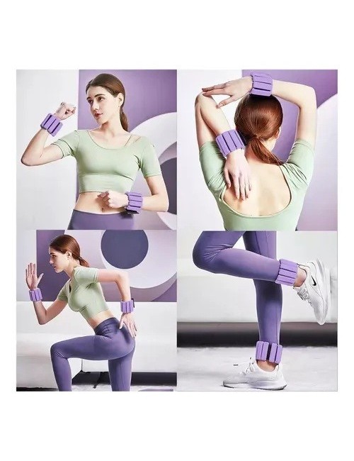 Pesas Para Tobillos Y Muñecas Fitness Silicona Ajustable Violeta
