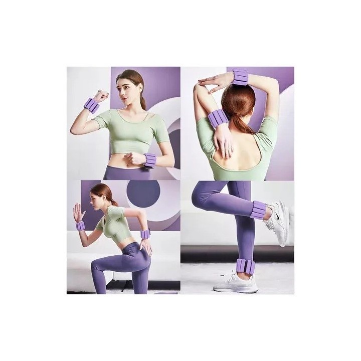 Pesas Para Tobillos Y Muñecas Fitness Silicona Ajustable Violeta