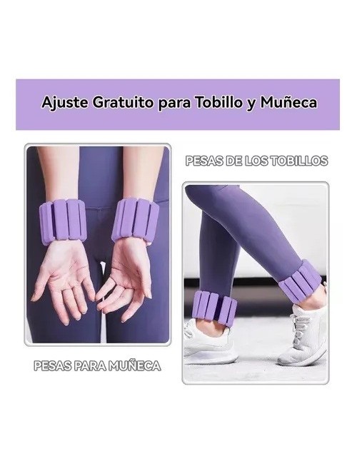 Pesas Para Tobillos Y Muñecas Fitness Silicona Ajustable Violeta