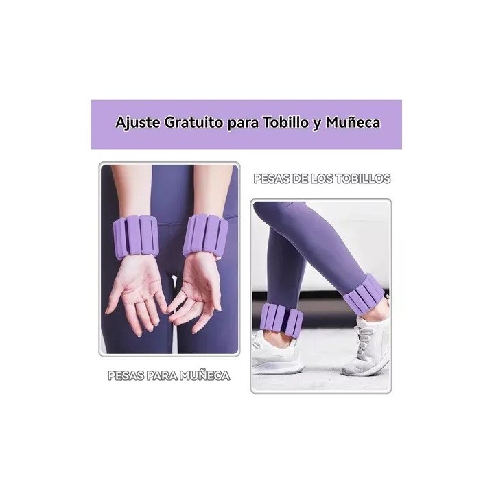 Pesas Para Tobillos Y Muñecas Fitness Silicona Ajustable Violeta