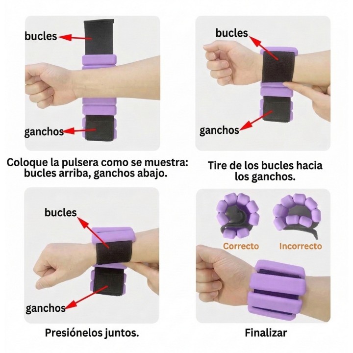 Pesas Para Tobillos Y Muñecas Fitness Silicona Ajustable Violeta