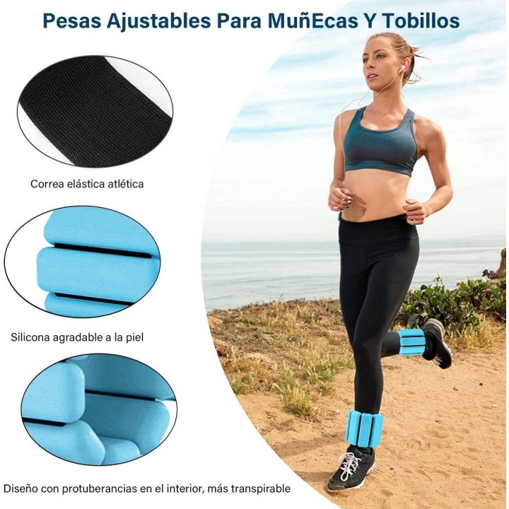 Pesas Para Tobillos Y Muñecas Fitness Silicona Ajustable Violeta
