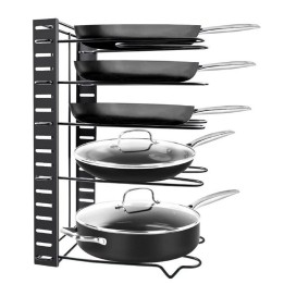 Organizador Estante De Ollas Y Sartenes Ajustable 5 Niveles Negro