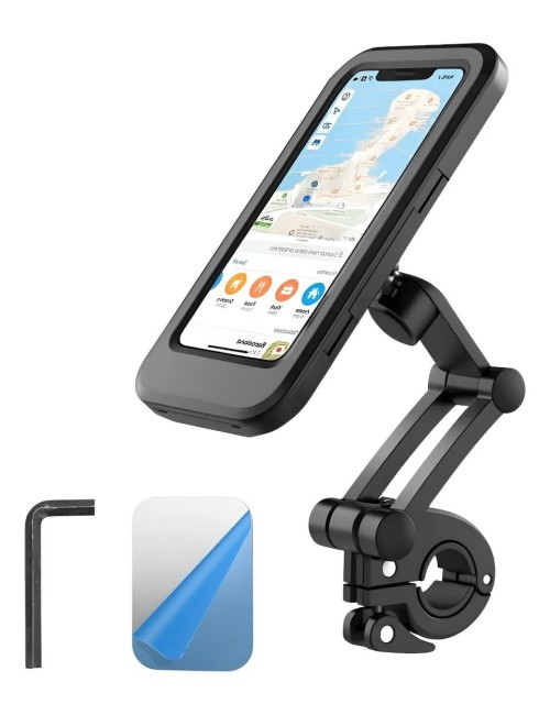 Soporte Celular Impermeable Moto Bici 360° Universal 6.8 Negro