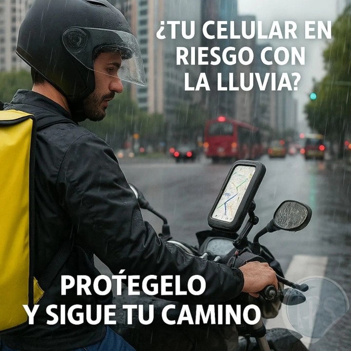 Soporte Celular Impermeable Moto Bici 360° Universal 6.8 Negro