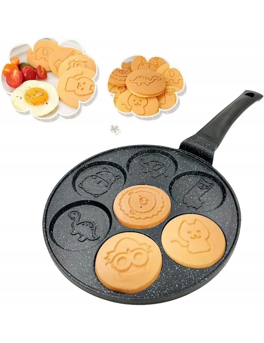Sartén Antiadherente Para Pancakes Niños Figuras Animales Negro