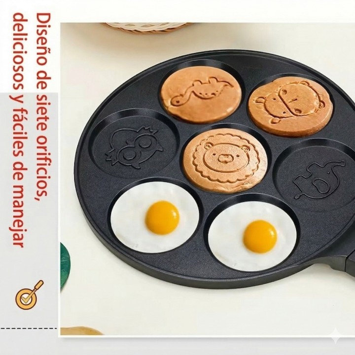 Sartén Antiadherente Para Pancakes Niños Figuras Animales Negro