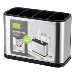 Organizador Escurridor De Cubiertos Acero Inoxidable 4 Cav Plateado