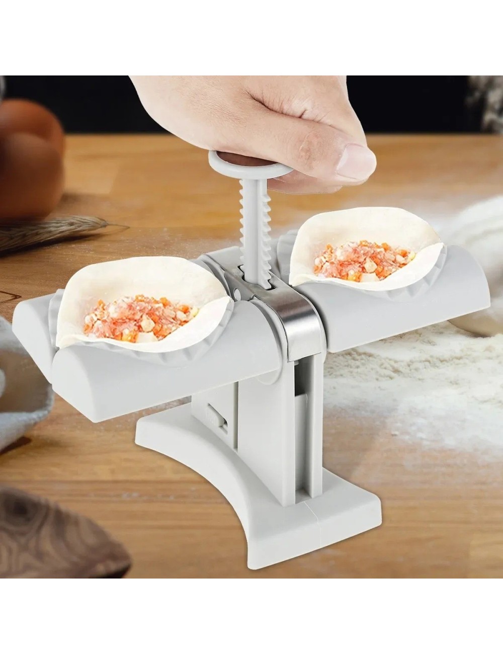 Máquina Doble Para Hacer Empanadas Y Dumplings Molde Manual Gris