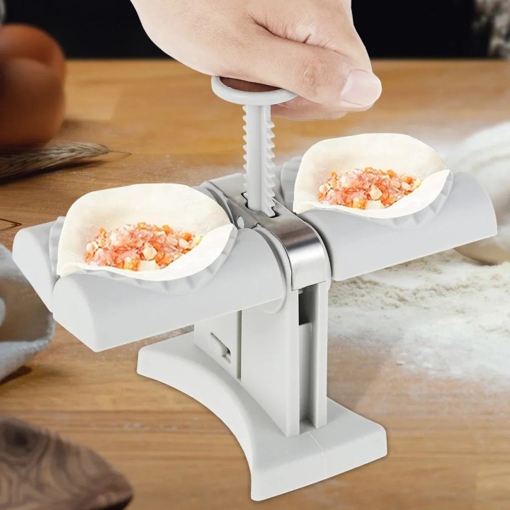 Máquina Doble Para Hacer Empanadas Y Dumplings Molde Manual Gris