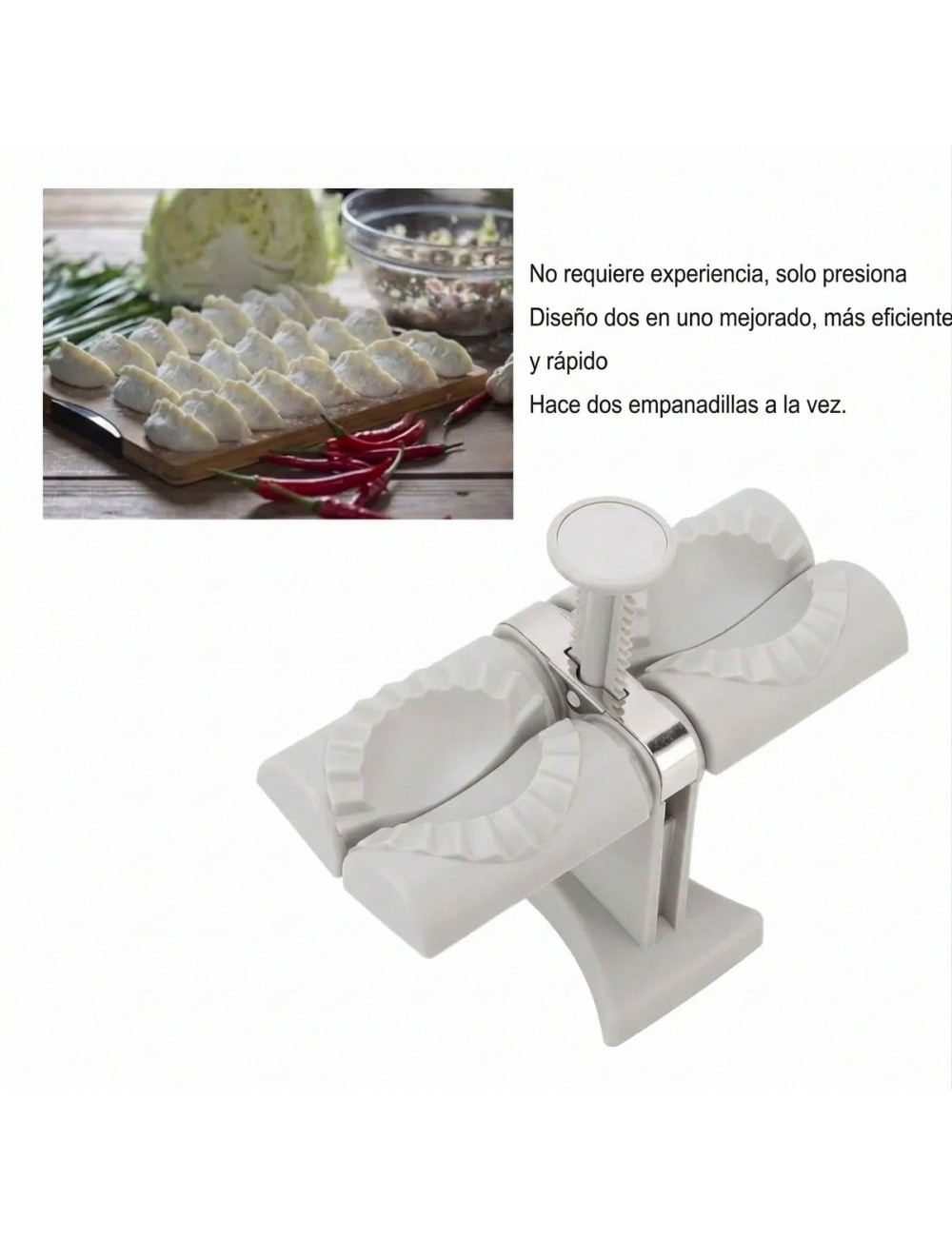 Máquina Doble Para Hacer Empanadas Y Dumplings Molde Manual Gris