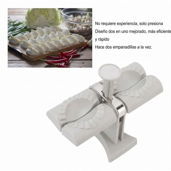 Máquina Doble Para Hacer Empanadas Y Dumplings Molde Manual Gris