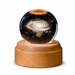 Lámpara Bola De Cristal Galaxia 3d Giro 360 Led Base Usb Beige Dc5v