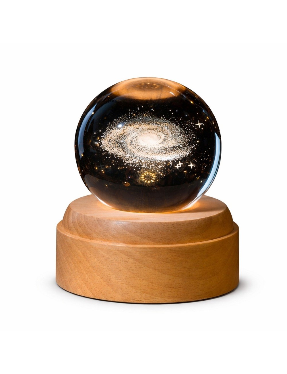Lámpara Bola De Cristal Galaxia 3d Giro 360 Led Base Usb Beige Dc5v