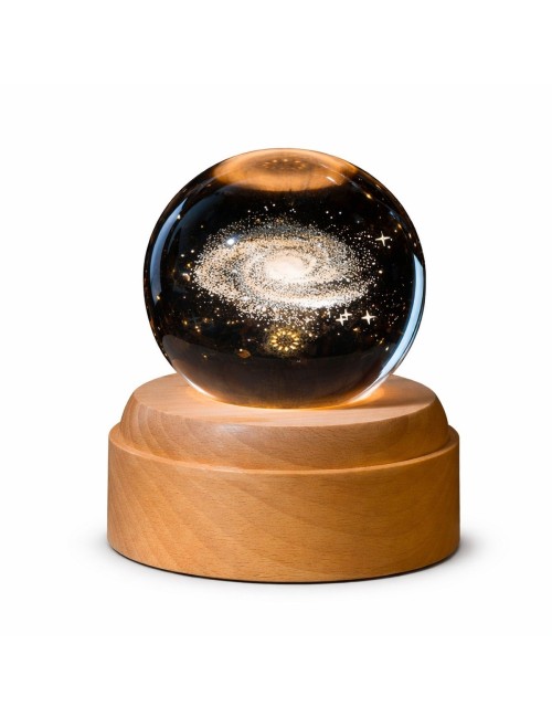 Lámpara Bola De Cristal Galaxia 3d Giro 360 Led Base Usb Beige Dc5v