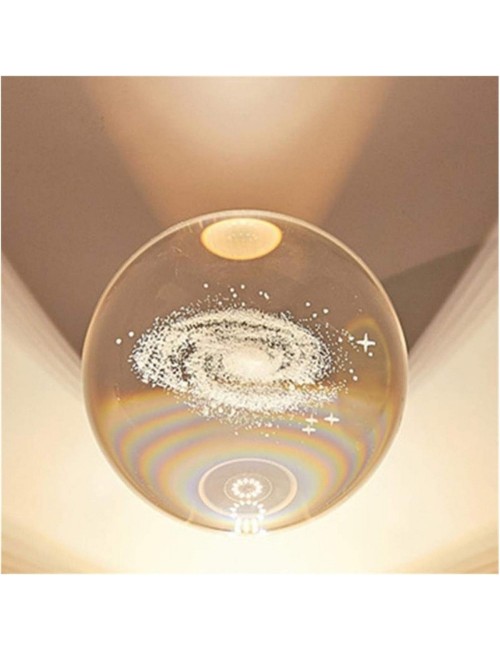 Lámpara Bola De Cristal Galaxia 3d Giro 360 Led Base Usb Beige Dc5v