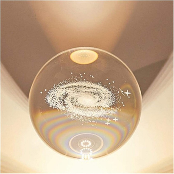 Lámpara Bola De Cristal Galaxia 3d Giro 360 Led Base Usb Beige Dc5v