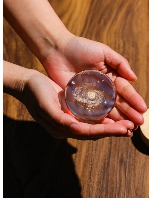 Lámpara Bola De Cristal Galaxia 3d Giro 360 Led Base Usb Beige Dc5v