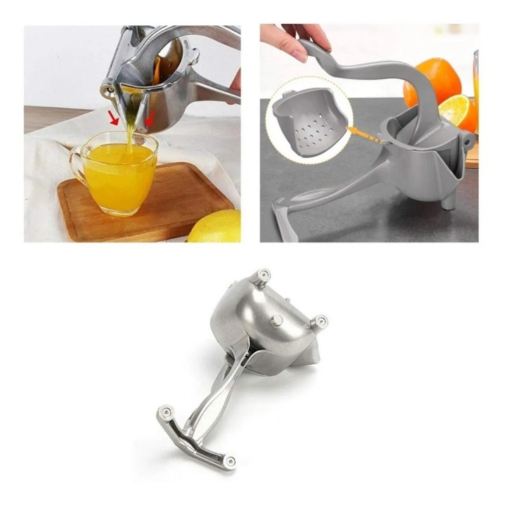 Exprimidor Manual Frutas Cítricos Jugos Sin Semillas 3 En 1 Plateado