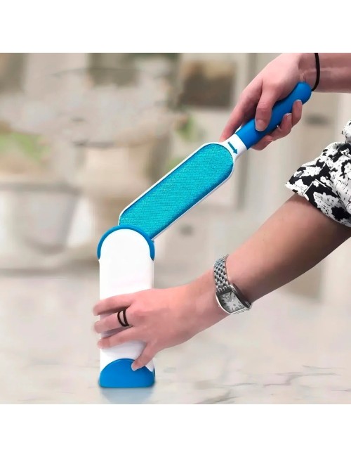 Cepillo Quita Pelos Mascotas Autolimpiante Reutilizable 2en1 Azul