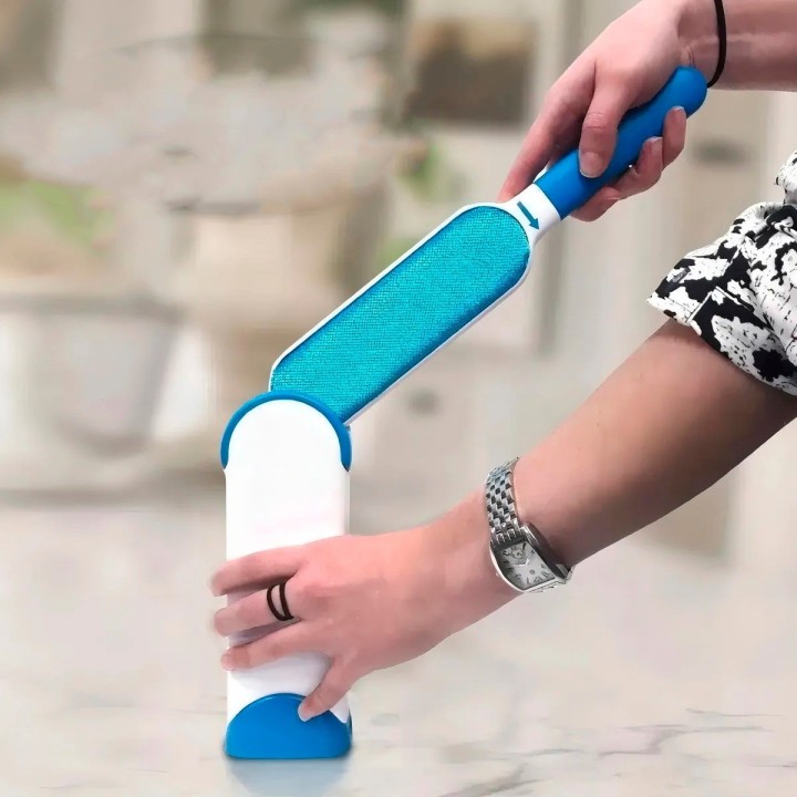 Cepillo Quita Pelos Mascotas Autolimpiante Reutilizable 2en1 Azul
