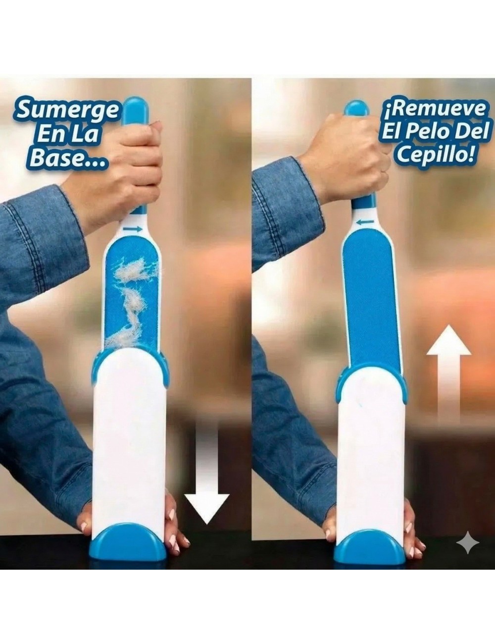 Cepillo Quita Pelos Mascotas Autolimpiante Reutilizable 2en1 Azul
