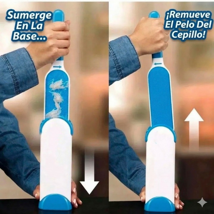 Cepillo Quita Pelos Mascotas Autolimpiante Reutilizable 2en1 Azul