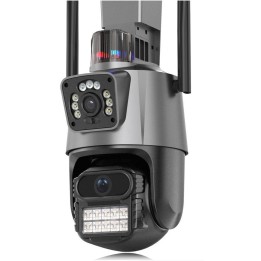 Cámara Seguridad Wifi Doble Lente 8mp 4k Ptz Alarma Sirena Gris