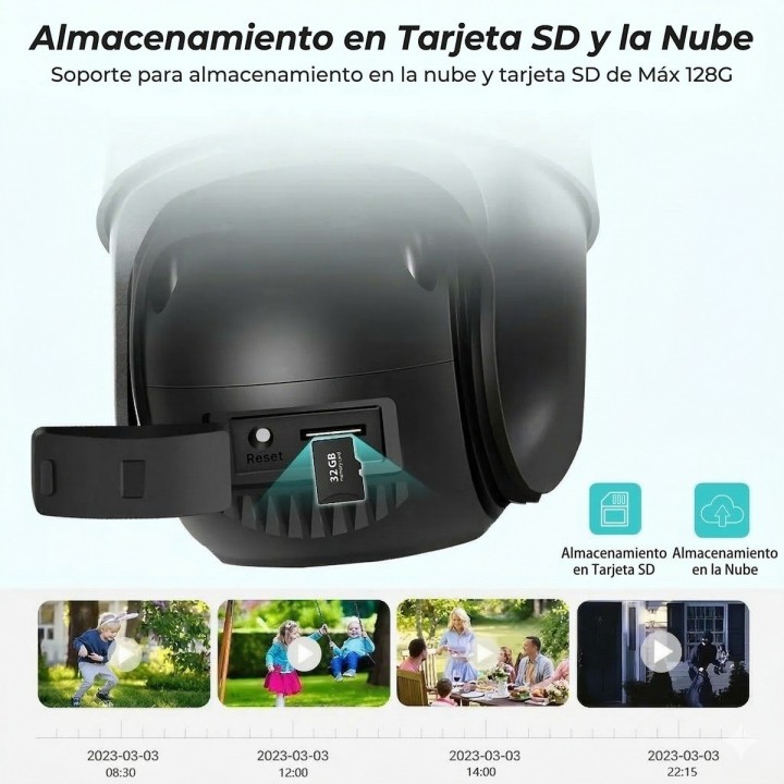 Cámara Seguridad Wifi Doble Lente 8mp 4k Ptz Alarma Sirena Gris