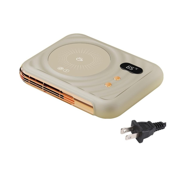 Calentador De Tazas Digital 2 En 1 Con Calefactor De Manos Beige