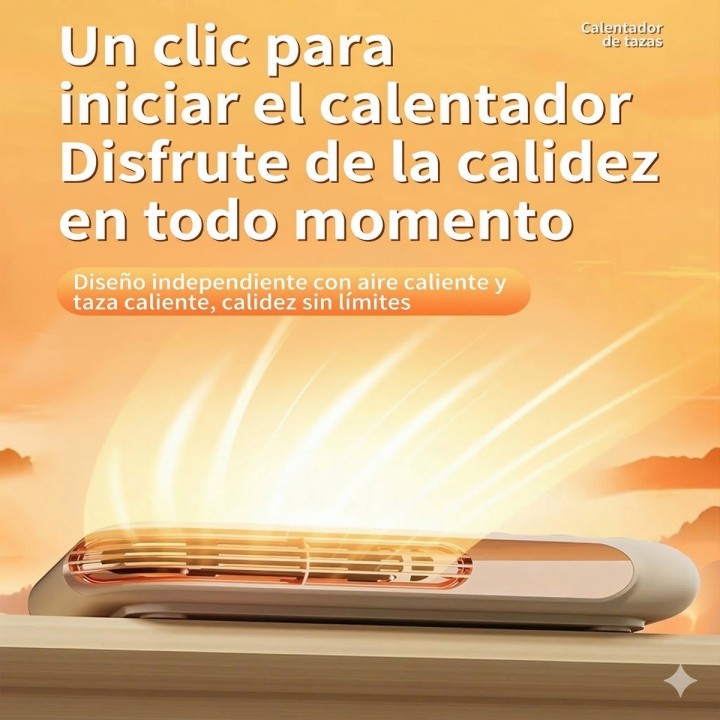 Calentador De Tazas Digital 2 En 1 Con Calefactor De Manos Beige