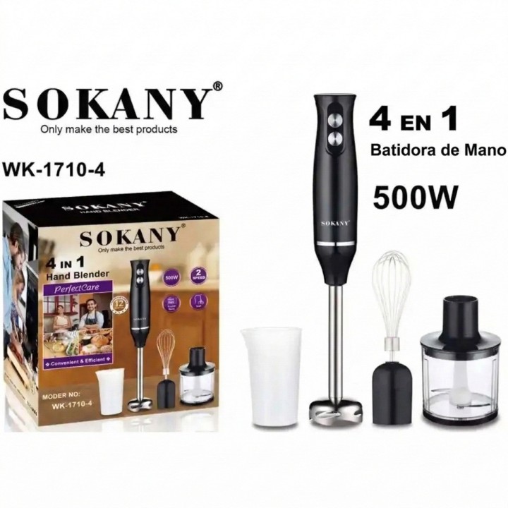 Batidora De Mano Inmersión 4 En 1 Potente 500w Mixer Pro Negro 110v/220v