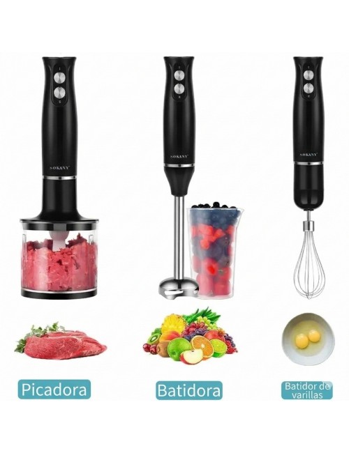 Batidora De Mano Inmersión 4 En 1 Potente 500w Mixer Pro Negro 110v/220v