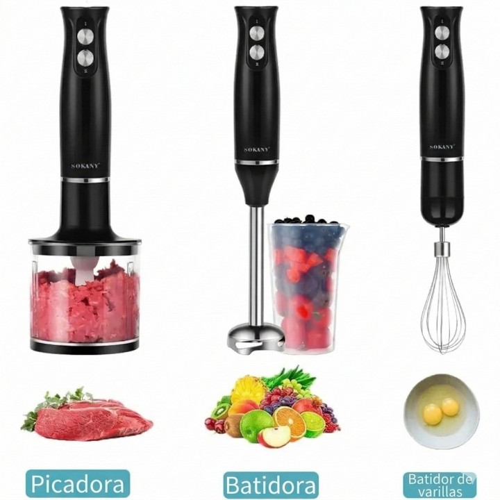 Batidora De Mano Inmersión 4 En 1 Potente 500w Mixer Pro Negro 110v/220v