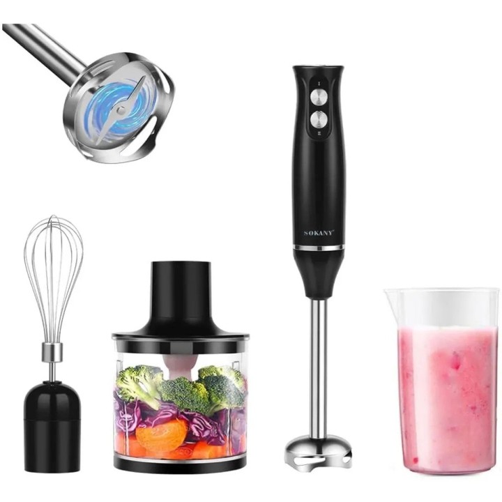 Batidora De Mano Inmersión 4 En 1 Potente 500w Mixer Pro Negro 110v/220v