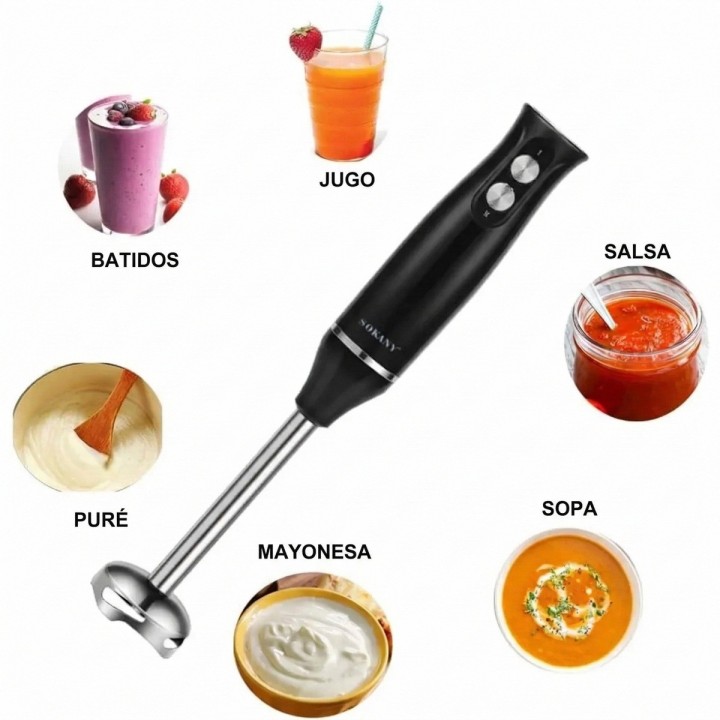 Batidora De Mano Inmersión 4 En 1 Potente 500w Mixer Pro Negro 110v/220v